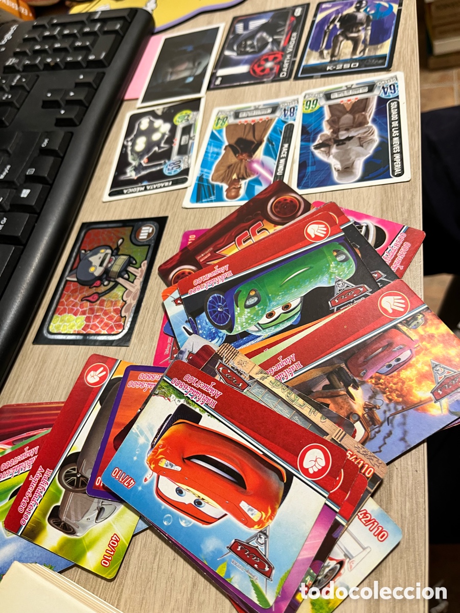 Coleccionismo cromos antiguos: (III) lote de cromos de star wars, cars (Disney pixar) yokai Watch, force attax y atrapa la bandera