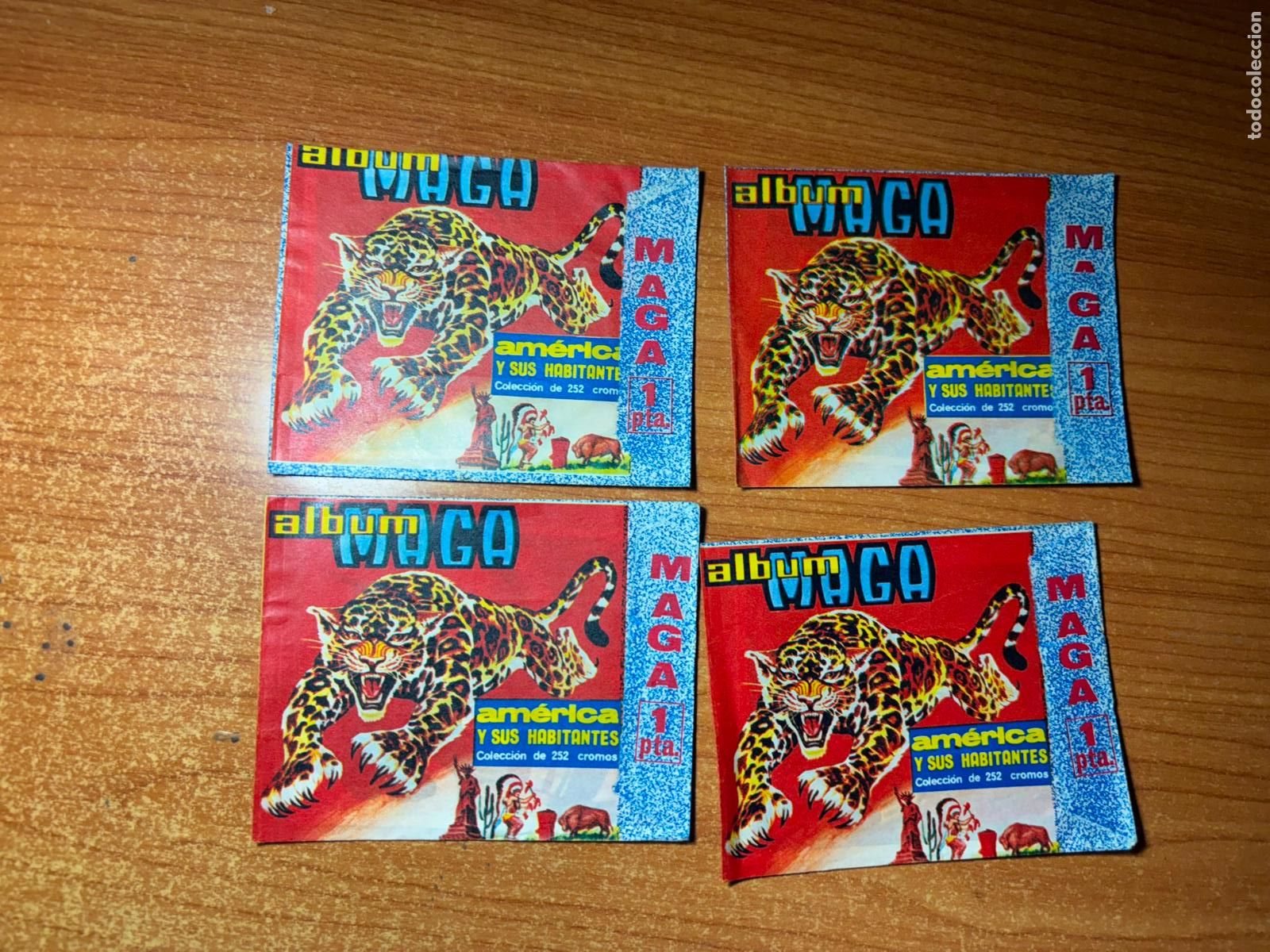 Coleccionismo cromos antiguos: LOTE DE 4 SOBRES DE CROMOS SIN ABRIR DE AMERICA Y SUS HABITANTES EDITORIAL MAGA