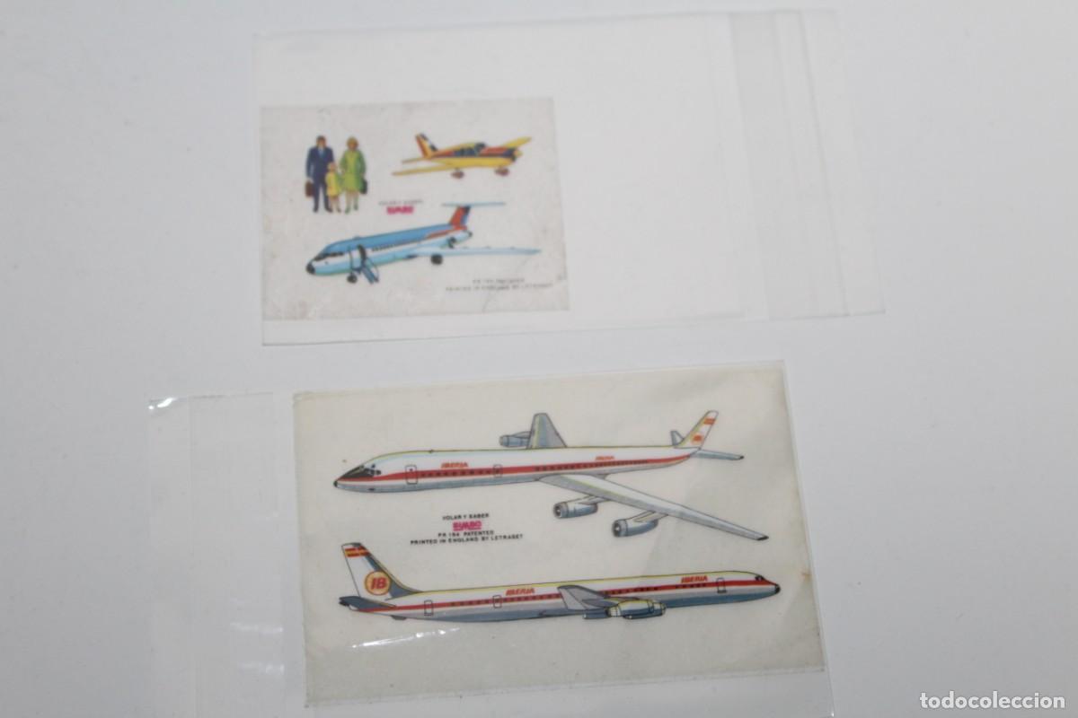 Coleccionismo cromos antiguos: 2 CROMOS CALCOMANIA BIMBO ALBUM VOLAR Y SABER