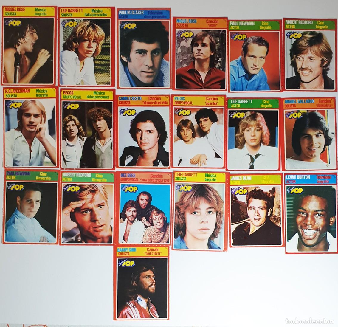 Coleccionismo cromos antiguos: LOTE FICHAS FAMOSOS POP SUPER POP &ndash; BEE GEES, BOS&Eacute;, GARRETT, CINE Y M&Uacute;SICA &ndash; VINTAGE 70s