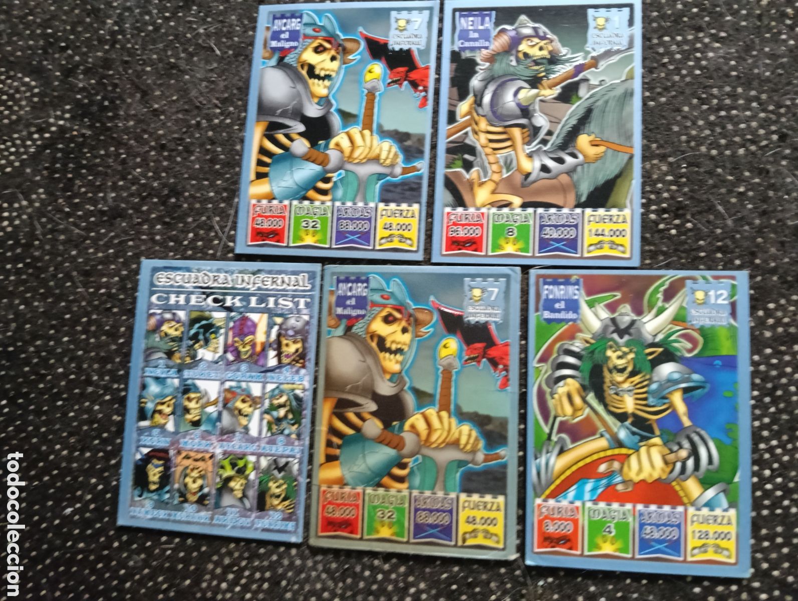 Coleccionismo cromos antiguos: 5 cromos Kaos the legend BOLLYCAO ESCUADRA INFERNAL N&deg; Check list- 1-7-7-12