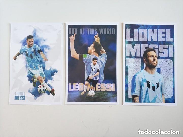 Coleccionismo cromos antiguos: 3 Cromos postales tarjetas premium oficial de Leo Messi Argentina Edicion Limitada Hat Trick Pack
