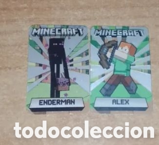 Coleccionismo cromos antiguos: Lote de 2 cartas Minecraft - Enderman y Alex - Cromos/Lenticulares
