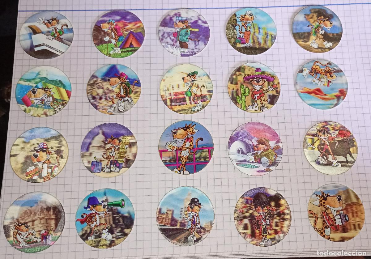 Coleccionismo cromos antiguos: Coleccion COMPLETA tazos Chester por el mundo