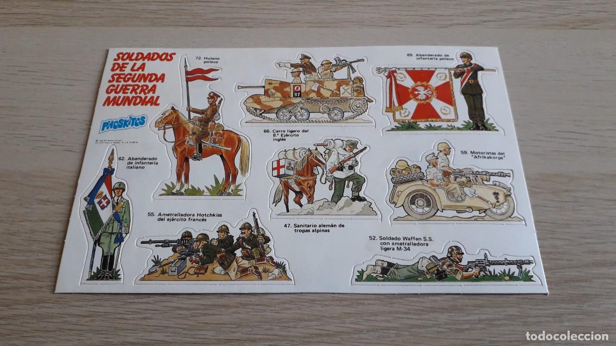 Coleccionismo cromos antiguos: L&aacute;mina completa cromos Soldados de la Segunda Guerra Mundial, promoci&oacute;n Phoskitos, original 1982.