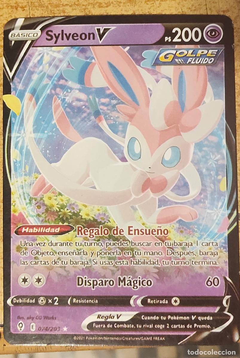 Coleccionismo cromos antiguos: Carta Pokemon Sylveon V 074/203 Espa&ntilde;ol Holo Golpe Fluido