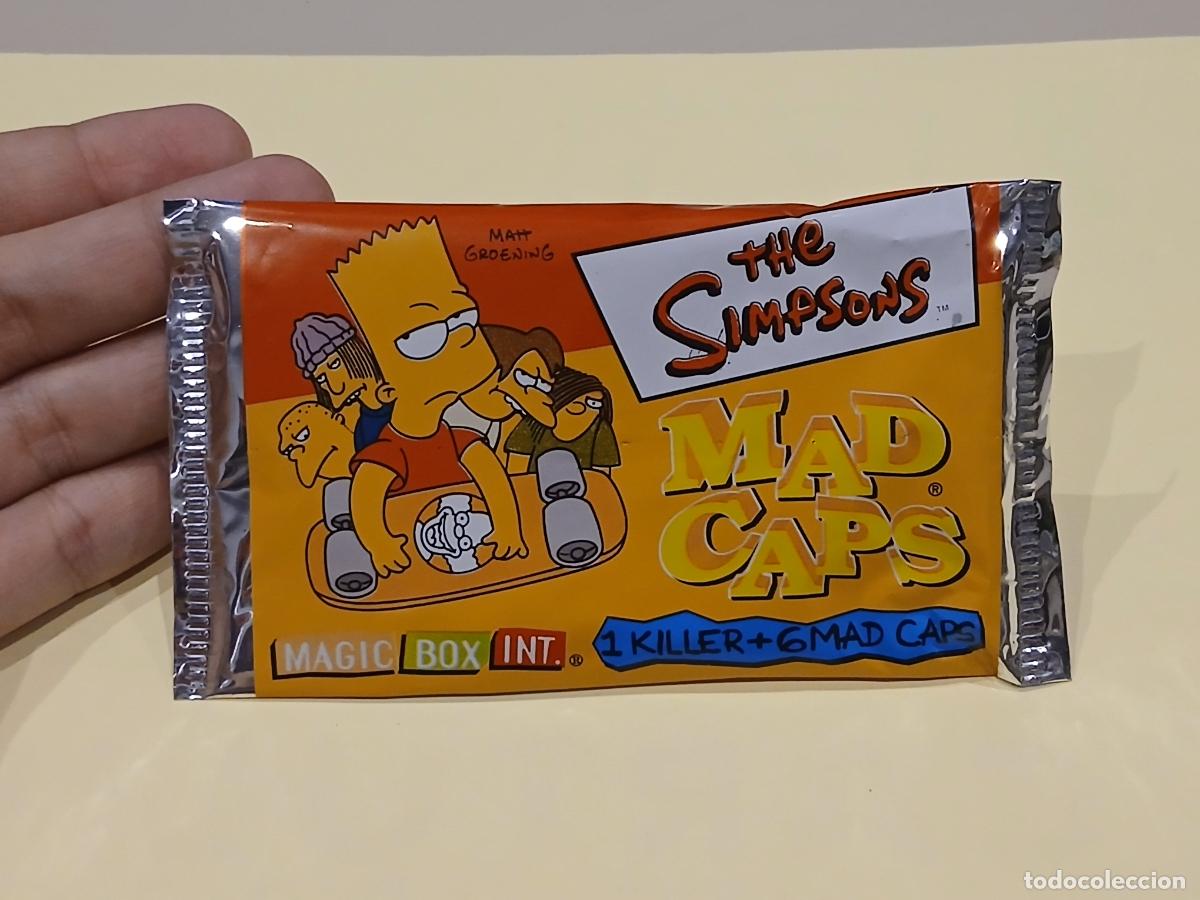 Collectable Antique Stickers: Sobre sin abrir. Los Simpsons Mad Caps, Magic Box Int (tazos)