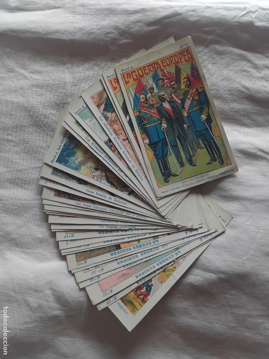 Coleccionismo cromos antiguos: LA GUERRA EUROPEA SERIE A. COLECCION COMPLETA 30 CROMOS. CHOCOLATES LA INDIA MORA Y COMP. AGRAMUNT