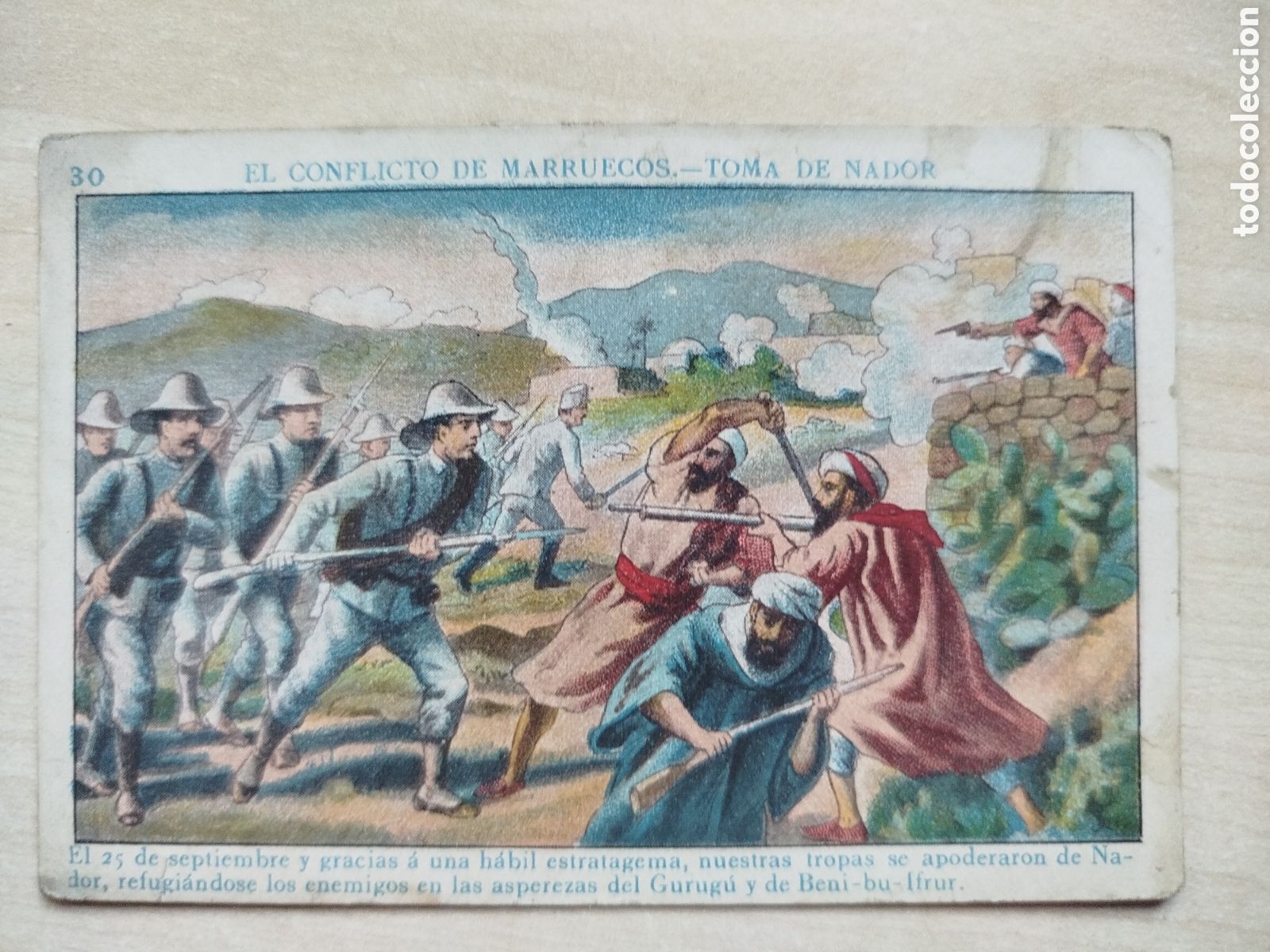 Coleccionismo cromos antiguos: El conflicto de Marruecos, n&uacute;m. 30, Chocolates Arum&iacute;