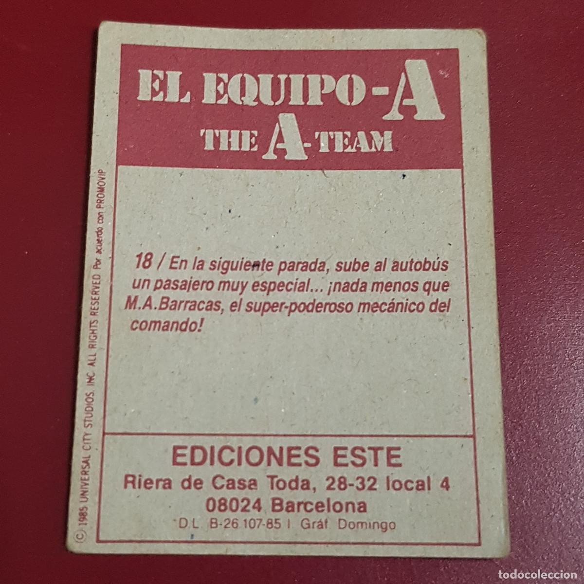 Coleccionismo cromos antiguos: ESTE - EL EQUIPO A - 18 - NUNCA PEGADO - Foto 2