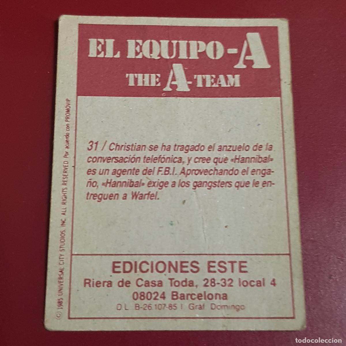 Coleccionismo cromos antiguos: ESTE - EL EQUIPO A - 31 - NUNCA PEGADO - Foto 2