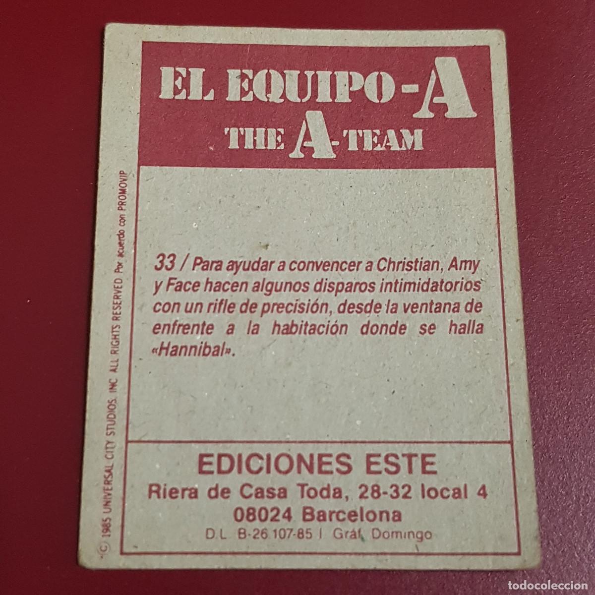 Coleccionismo cromos antiguos: ESTE - EL EQUIPO A - 33 - NUNCA PEGADO - Foto 2