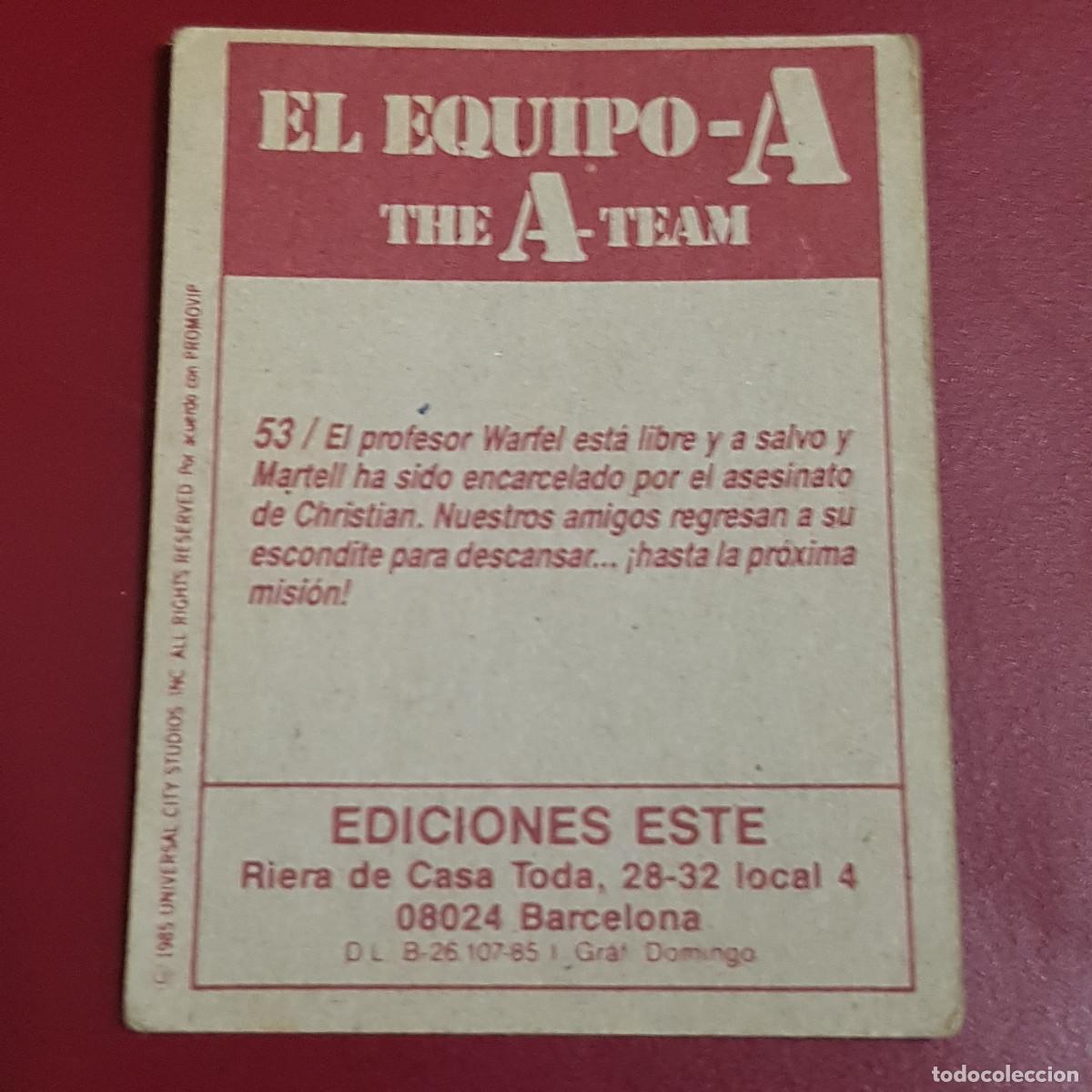 Coleccionismo cromos antiguos: ESTE - EL EQUIPO A - 53 - NUNCA PEGADO - Foto 2
