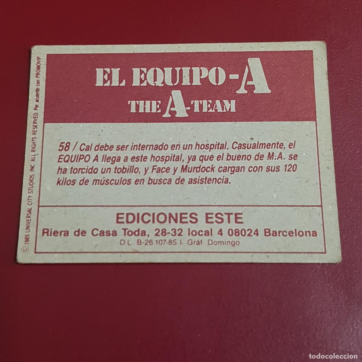 Coleccionismo cromos antiguos: ESTE - EL EQUIPO A - 58 - NUNCA PEGADO - Foto 2