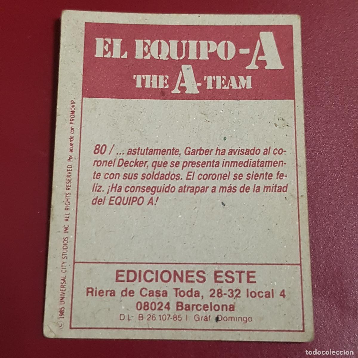 Coleccionismo cromos antiguos: ESTE - EL EQUIPO A - 80 - NUNCA PEGADO - Foto 2