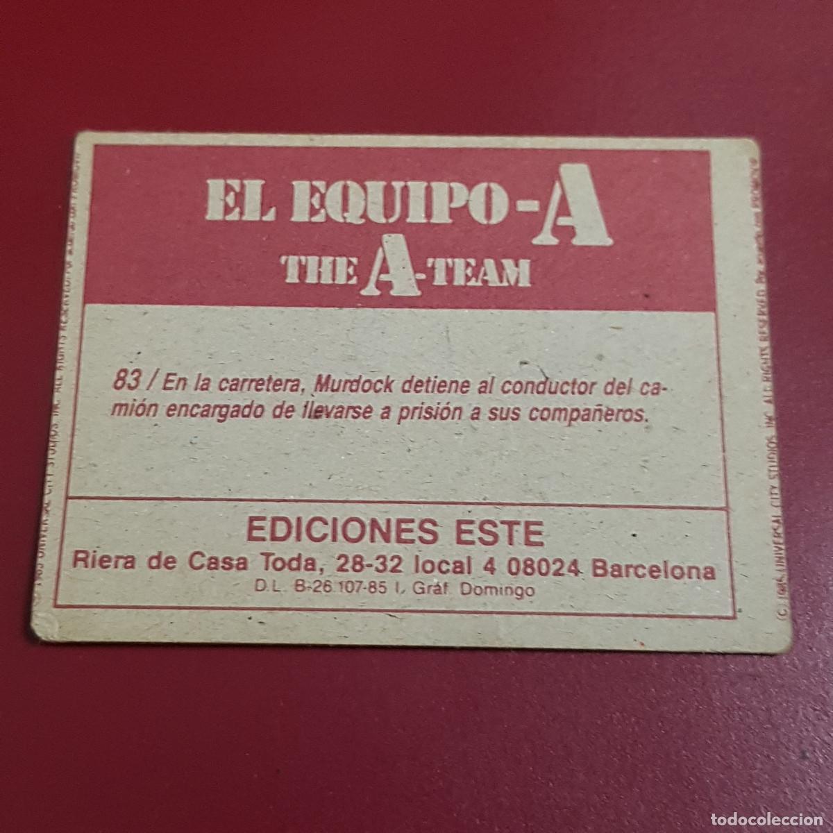 Coleccionismo cromos antiguos: ESTE - EL EQUIPO A - 83 - NUNCA PEGADO - Foto 2