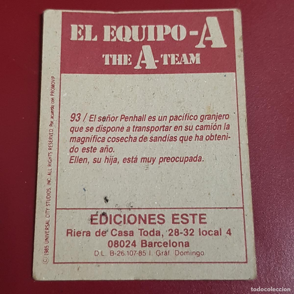 Coleccionismo cromos antiguos: ESTE - EL EQUIPO A - 93 - NUNCA PEGADO - Foto 2