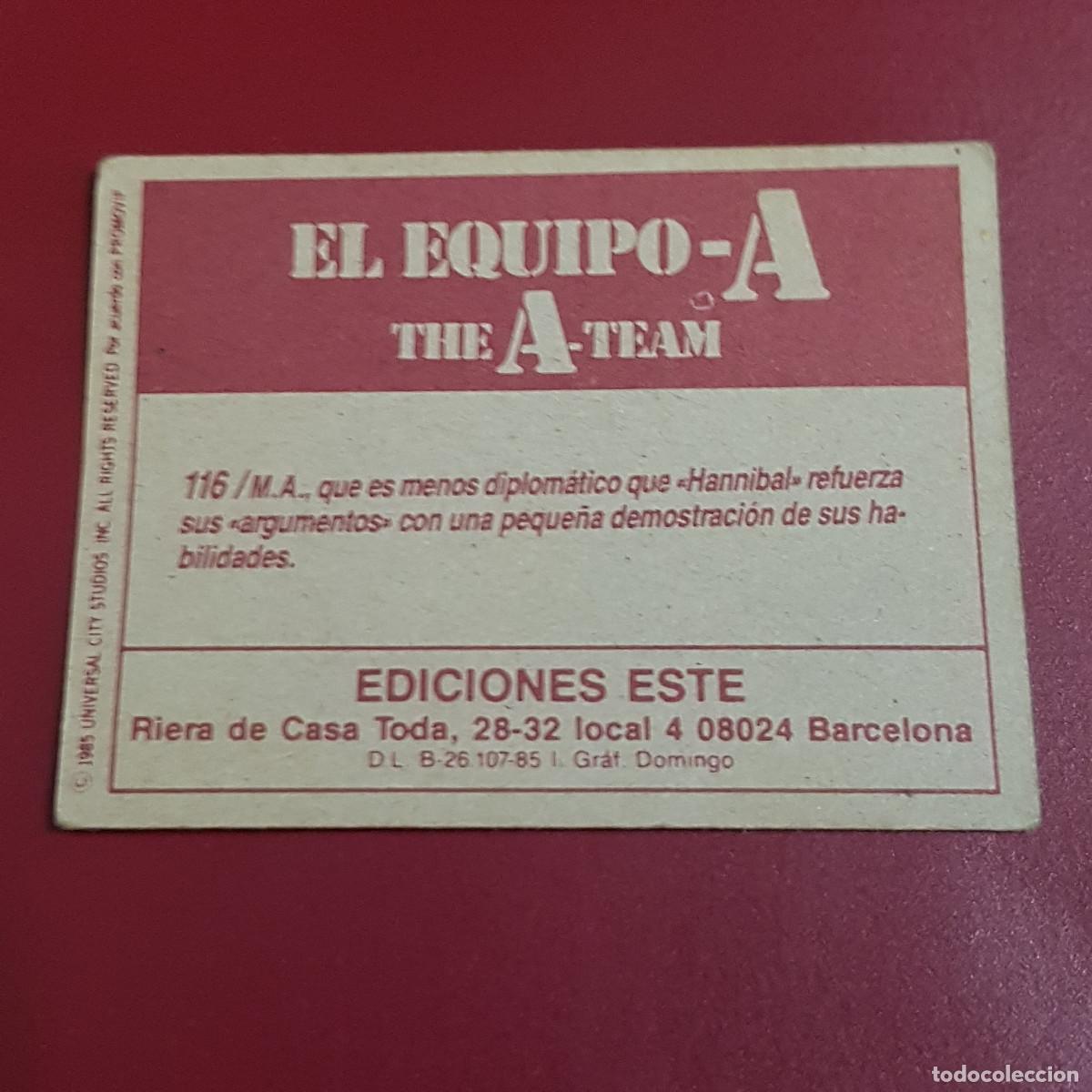 Coleccionismo cromos antiguos: ESTE - EL EQUIPO A - 116 - NUNCA PEGADO - Foto 2
