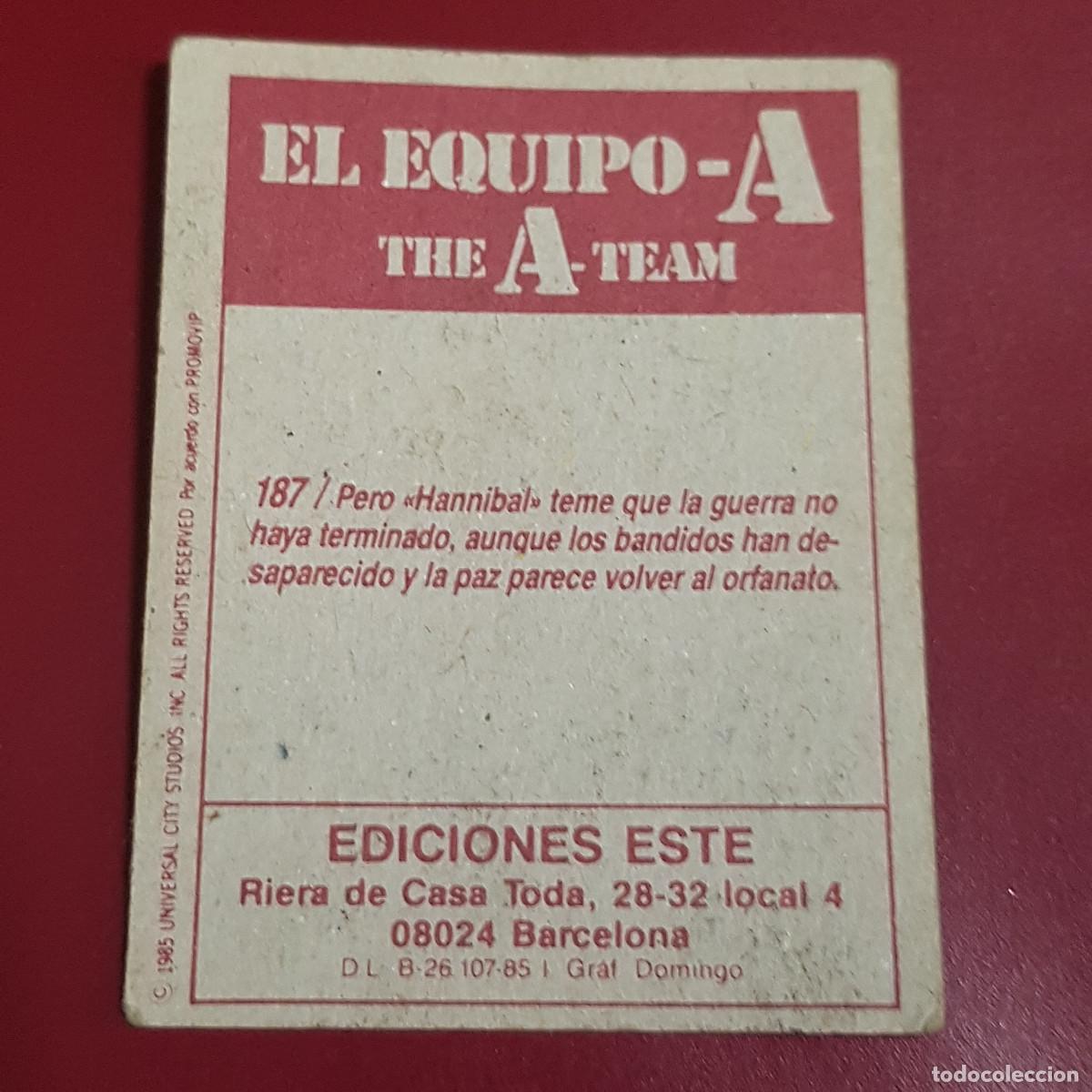 Coleccionismo cromos antiguos: ESTE - EL EQUIPO A - 187 - NUNCA PEGADO - Foto 2