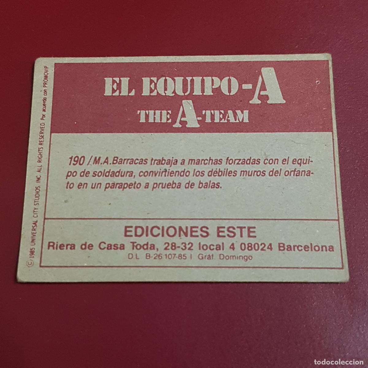 Coleccionismo cromos antiguos: ESTE - EL EQUIPO A - 190 - NUNCA PEGADO - Foto 2