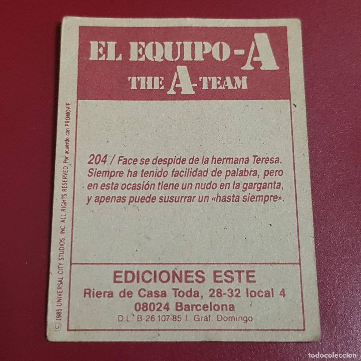 Coleccionismo cromos antiguos: ESTE - EL EQUIPO A - 204 - NUNCA PEGADO - Foto 2