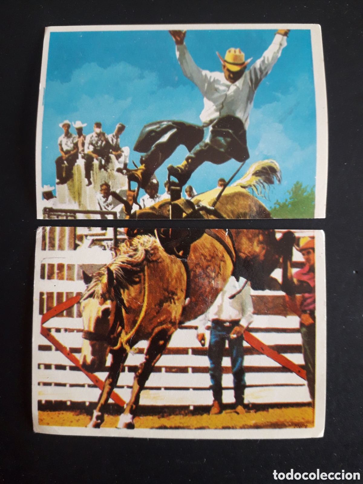 Coleccionismo cromos antiguos: RODEO AMERICANO. LA VUELTA AL MUNDO CON BIMBO 1966 N&deg; 81 Y 82 SIN PEGAR, PEDIDO M&Iacute;NIMO 3&euro;