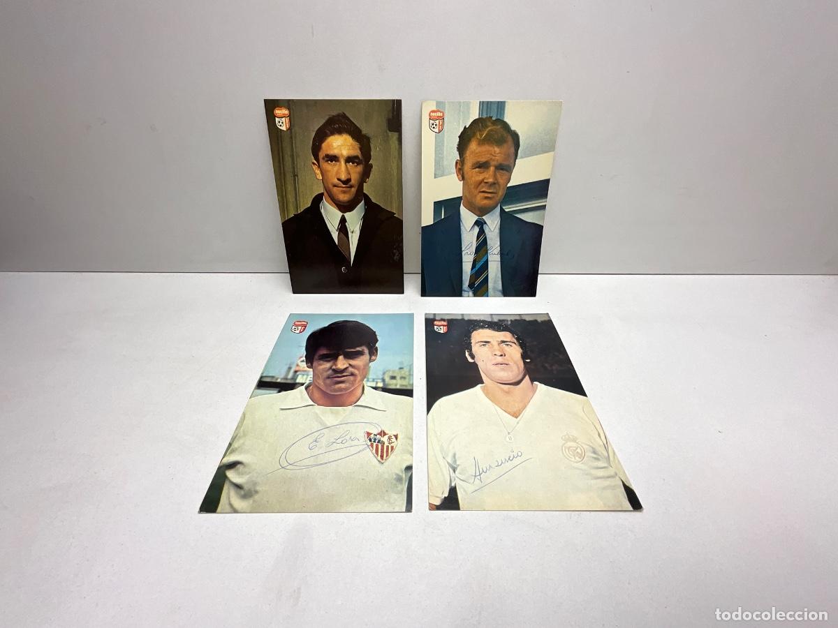 Coleccionismo cromos antiguos: LOTE DE 4 FOTO - CROMO DE NOCILLA - AUTOGRAFIADOS - URTAIN - AMANCIO - LORA - KUBALA