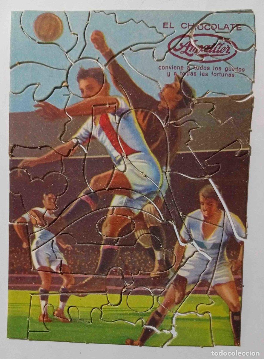 Coleccionismo cromos antiguos: PUZZLE O PUSLER. N&ordm; 1. ORIGEN DEL F&Uacute;TBOL, EL M&Aacute;S POPULAR... OBSEQUIO DE CHOCOLATE AMATLLER. S/F.