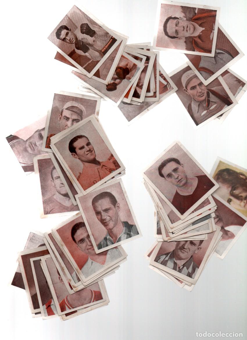 Coleccionismo cromos antiguos: ALBUM FOTO PELICULA. LOTE DE 75 CROMOS SIN PEGAR: FUTBOL, BOXEO, CICLISMO... NO REPETIDOS