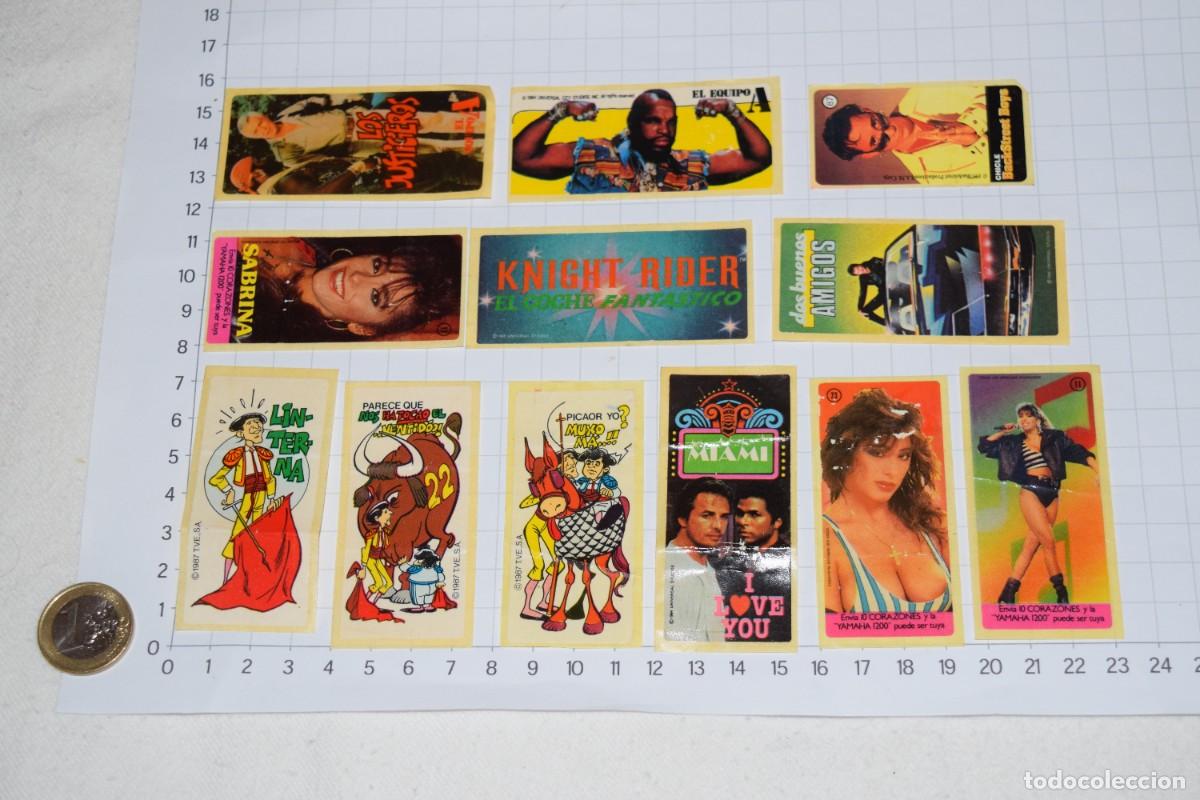 Coleccionismo cromos antiguos: Oportunidad / Colecciones CHICLES, 12 cromos adhesivos El EQUIPO A, El DUO SACAPUNTAS, SABRINA y m&aacute;s
