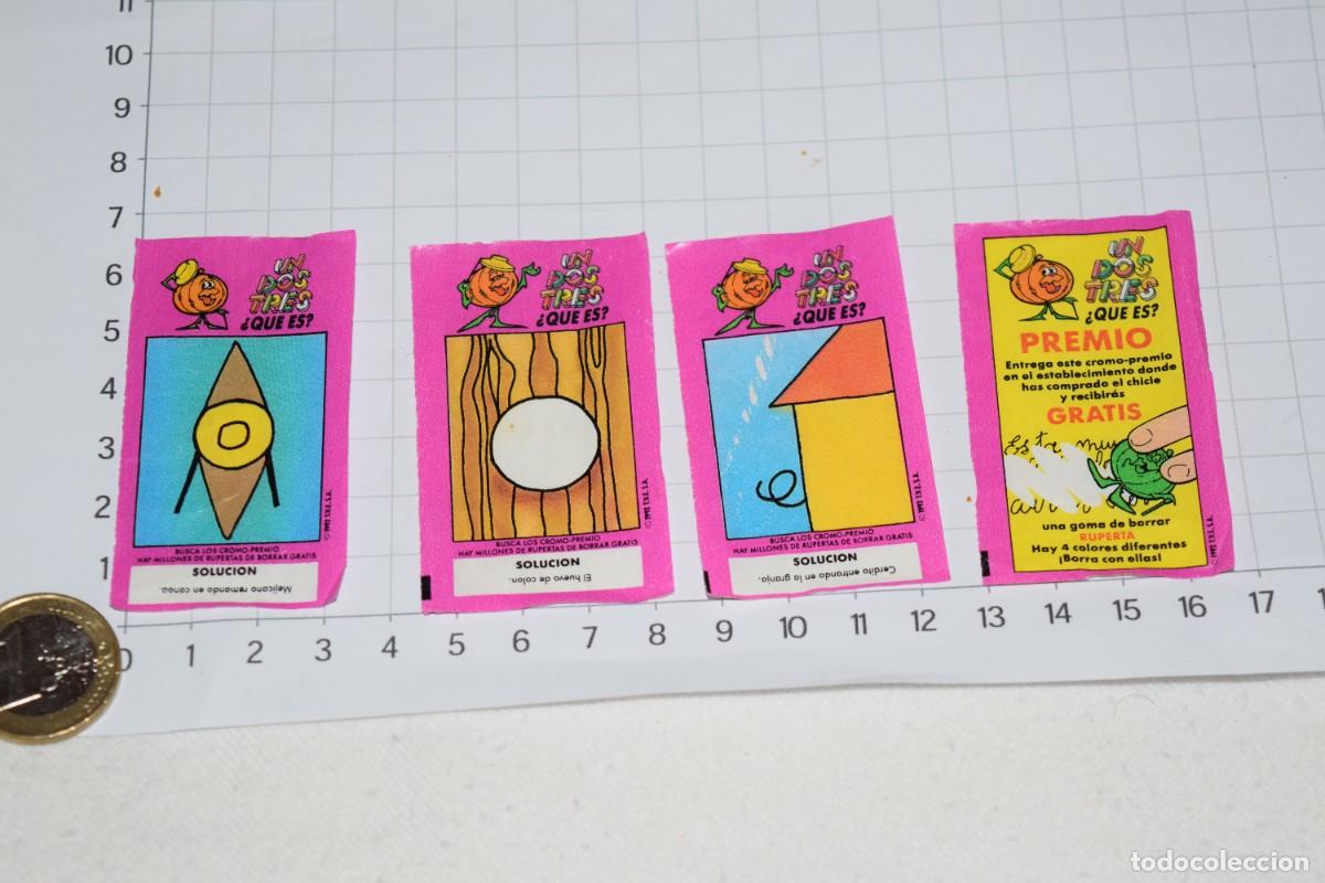 Coleccionismo cromos antiguos: Oportunidad, lote 4 cromos colecciones CHICLES / UN DOS TRES &iquest;Que es? - Principios a&ntilde;os 90 - &iexcl;Mira!