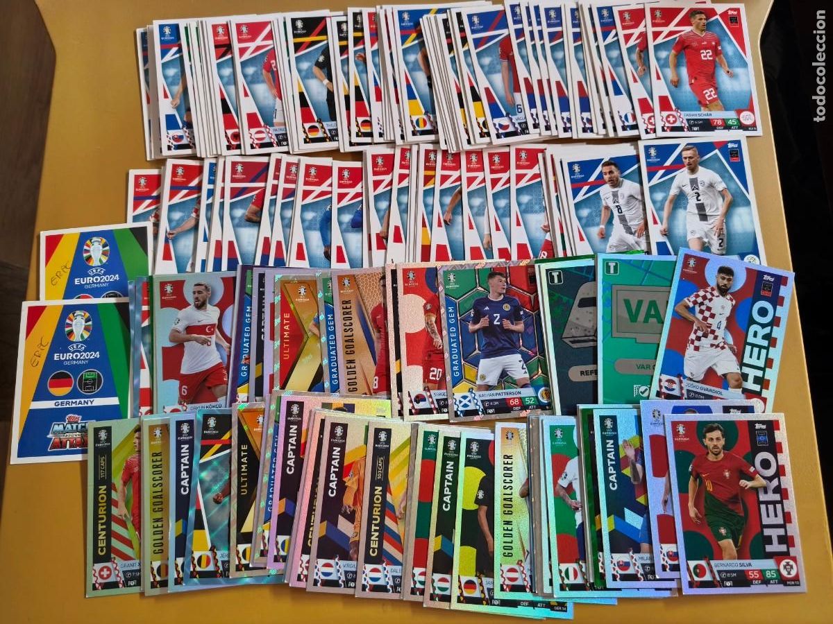 Coleccionismo cromos antiguos: euro 2024, topps match attax contiene 140 cromos
