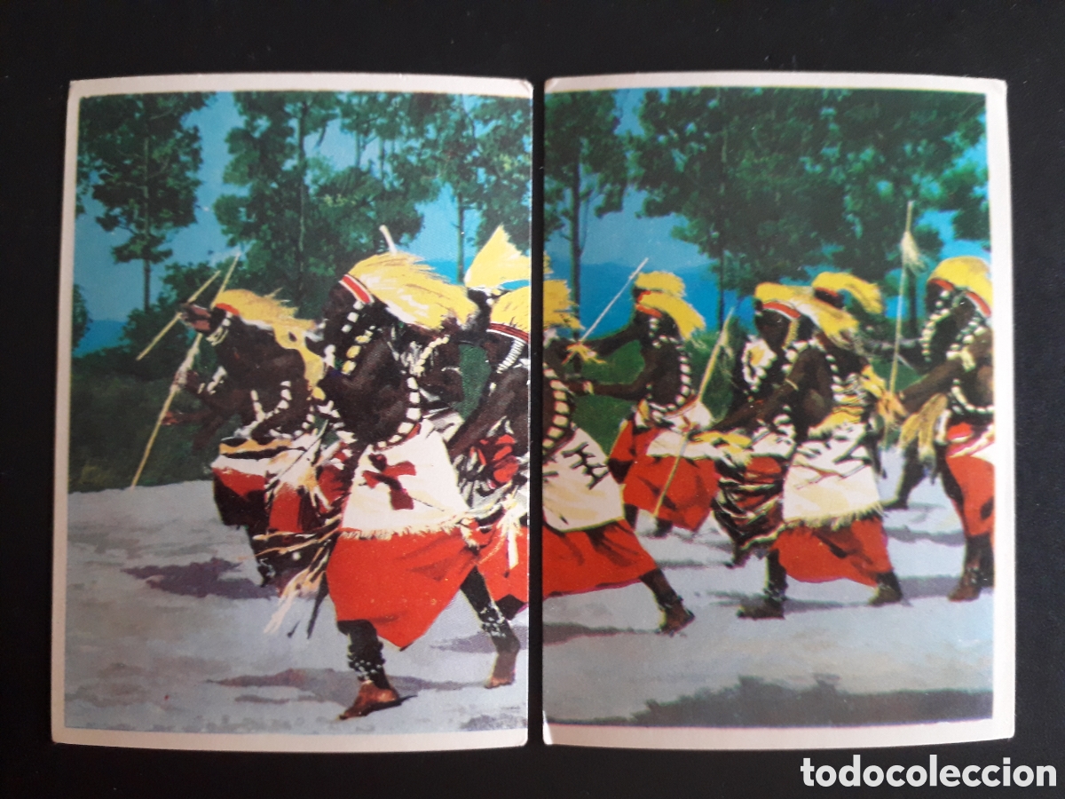 Coleccionismo cromos antiguos: DANZA WATUSI, &Aacute;FRICA, LA VUELTA AL MUNDO CON BIMBO 1966 N&deg; 184 Y 185 SIN PEGAR, PEDIDO M&Iacute;NIMO 3&euro;