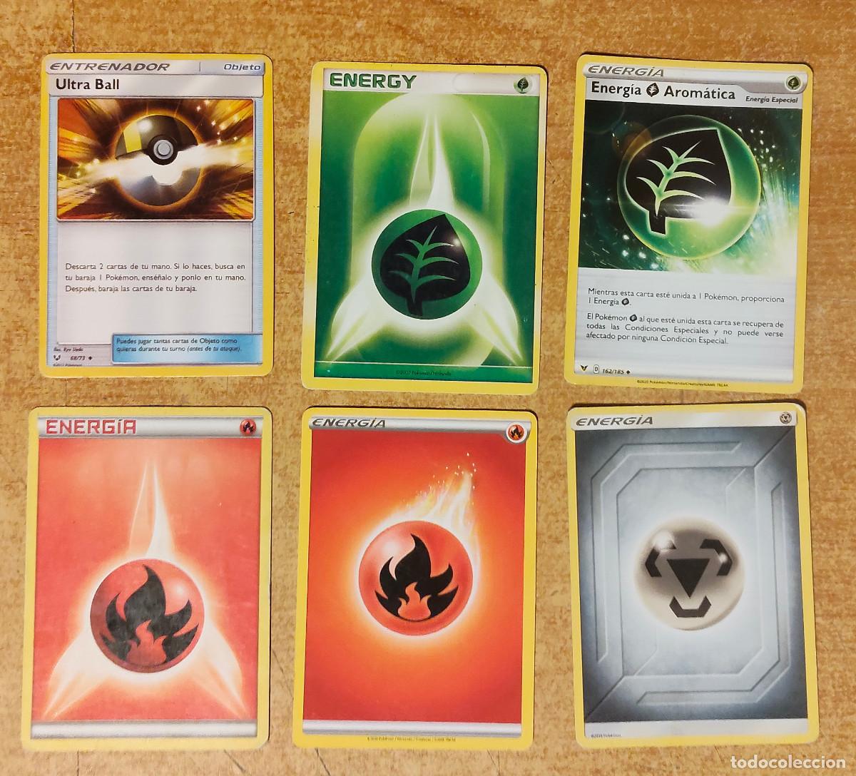 Coleccionismo cromos antiguos: Carta pokemon - energia 6 cartas - ver foto - ultra ball + energ&iacute;a aromatica ...