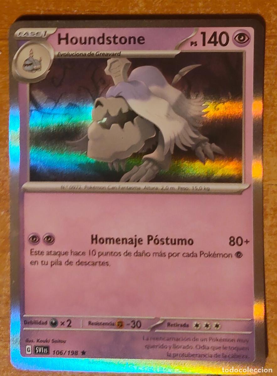Coleccionismo cromos antiguos: carta Pokemon Houndstone 106/198 2023 Truco o Comercio Halloween Truco Trato Holo - Raro-