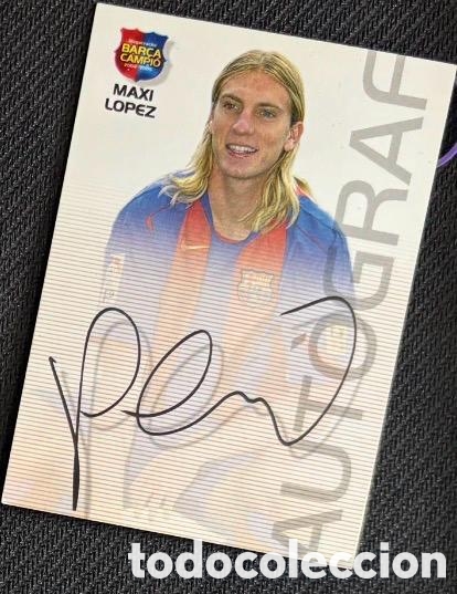 Coleccionismo cromos antiguos: MAXI LOPEZ AUTOGRAFO PANINI MEGACRACKS - BAR&Ccedil;A CAMPIO 2004 2005