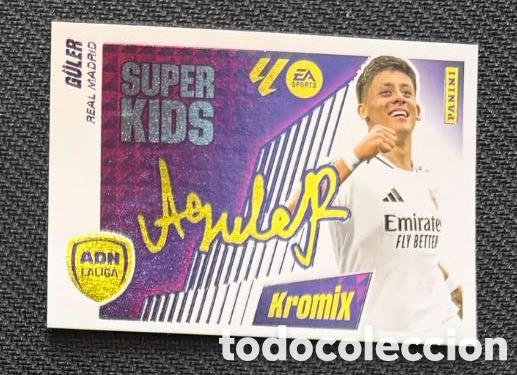 Coleccionismo cromos antiguos: GULER FIRMA REAL MADRID Super kids Panini Liga Este 2025-26 edici&oacute;n Super Kids Kromix