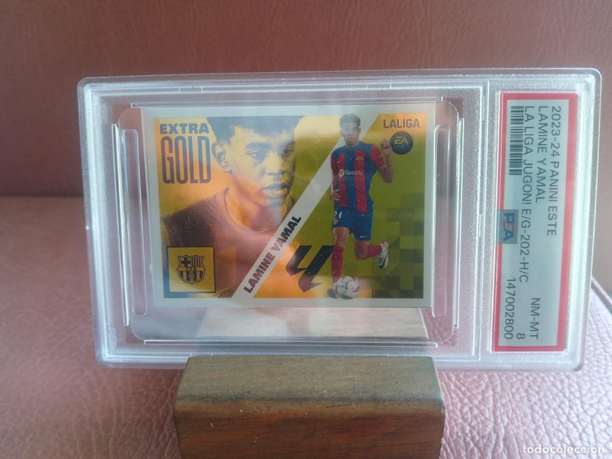 Coleccionismo cromos antiguos: PANINI 23-24 ED ESTE LAMINE YAMAL JUGON E/G- 2002H/C PSA8