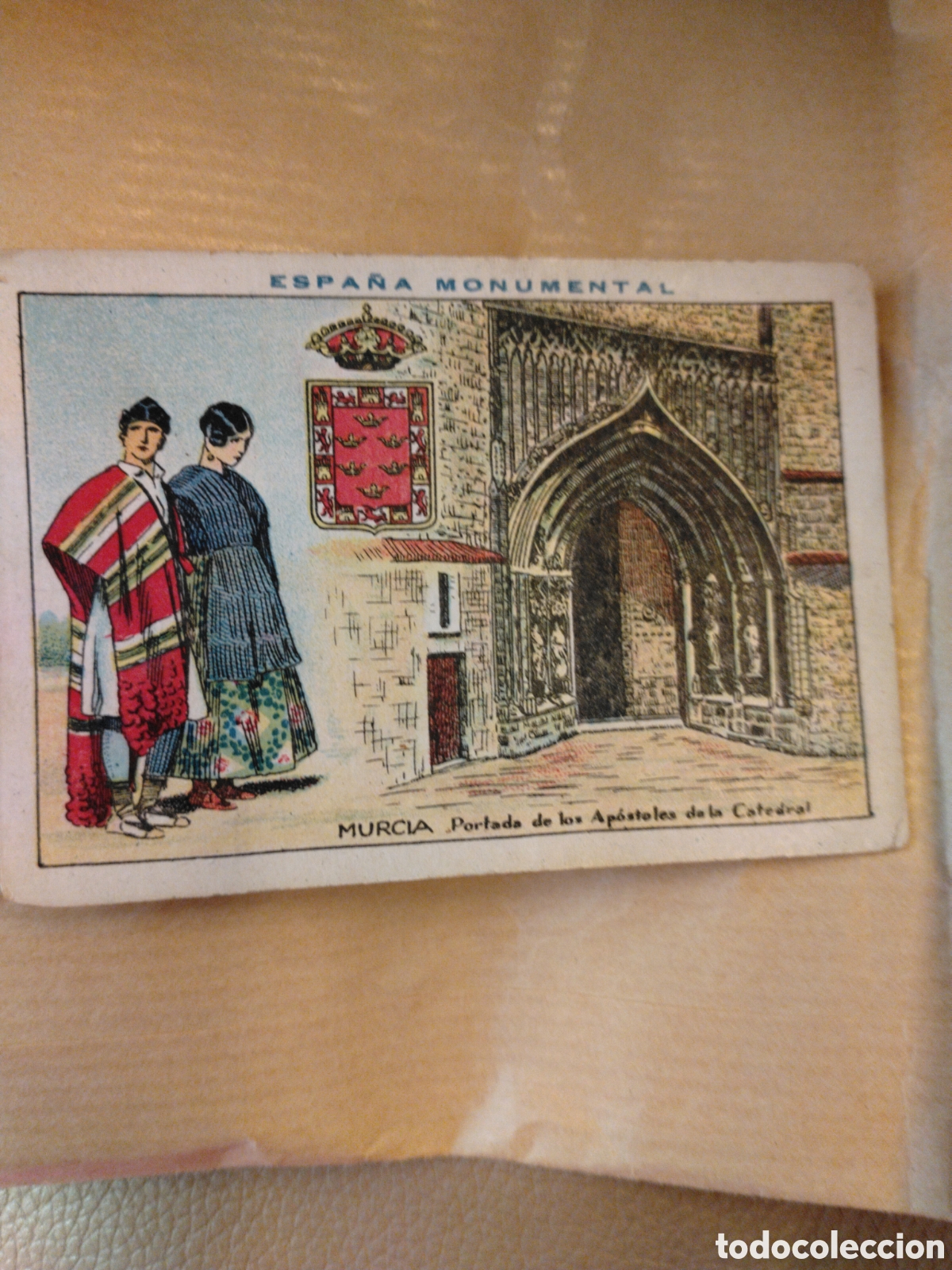 Coleccionismo cromos antiguos: ESPA&Ntilde;A MONUMENTAL-MURCIA PORTADA DE LOS AP&Oacute;STOLES DE LA CATEDRAL-N 28-CHOCOLATES AMATLLER BARCELONA
