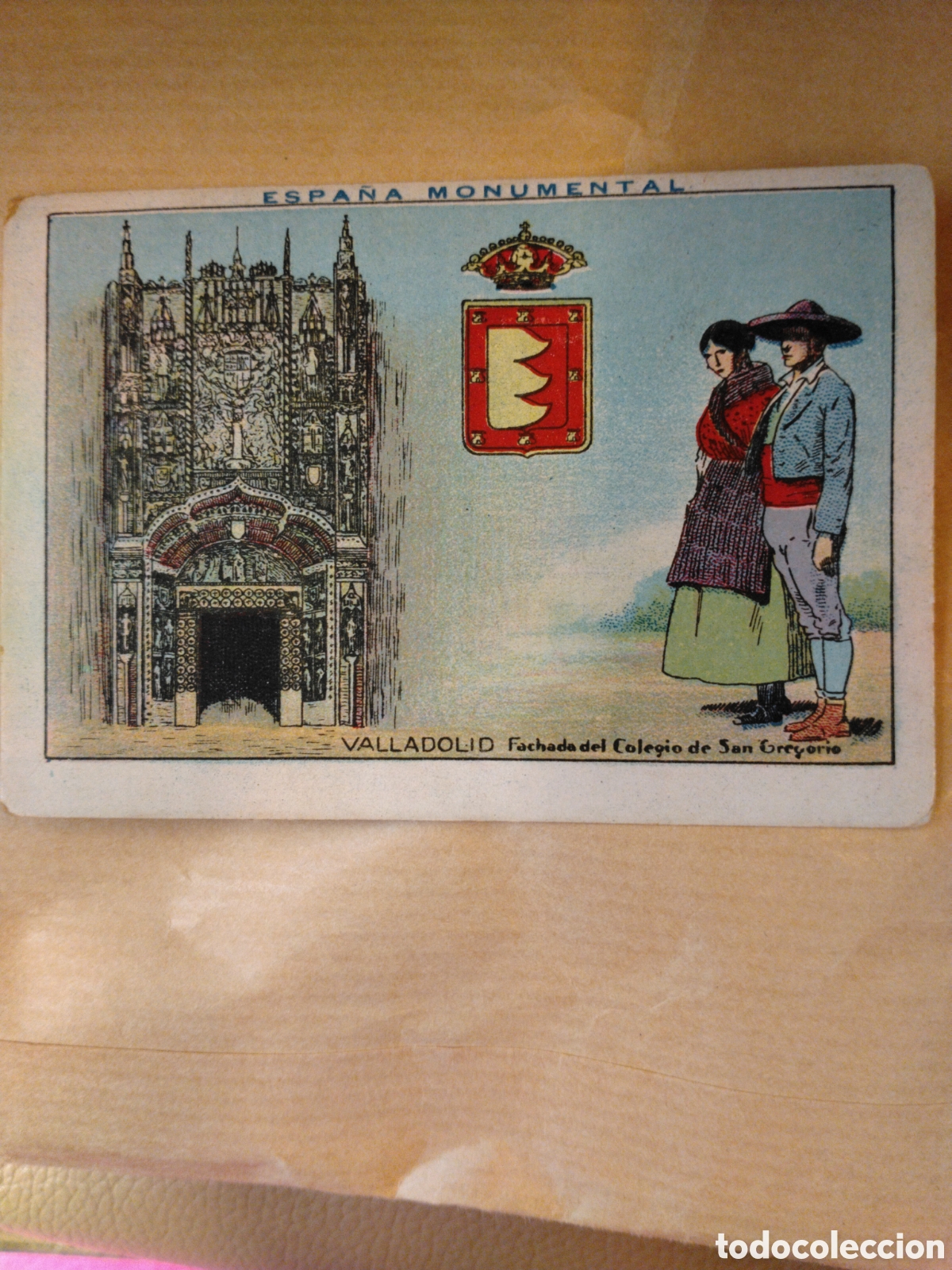 Coleccionismo cromos antiguos: ESPA&Ntilde;A MONUMENTAL-VALLADOLID FACHADA COLEGIO DE SAN GREGORIO-N 32-CHOCOLATES AMATLLER BARCELONA 19..