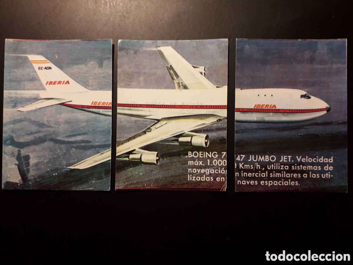 Coleccionismo cromos antiguos: BOEING 747 JUMBO JET IBERIA, VOLAR Y SABER, BIMBO 1974 N&deg; 23, 24 Y 25 SIN PEGAR PEDIDO M&Iacute;NIMO 3&euro;.