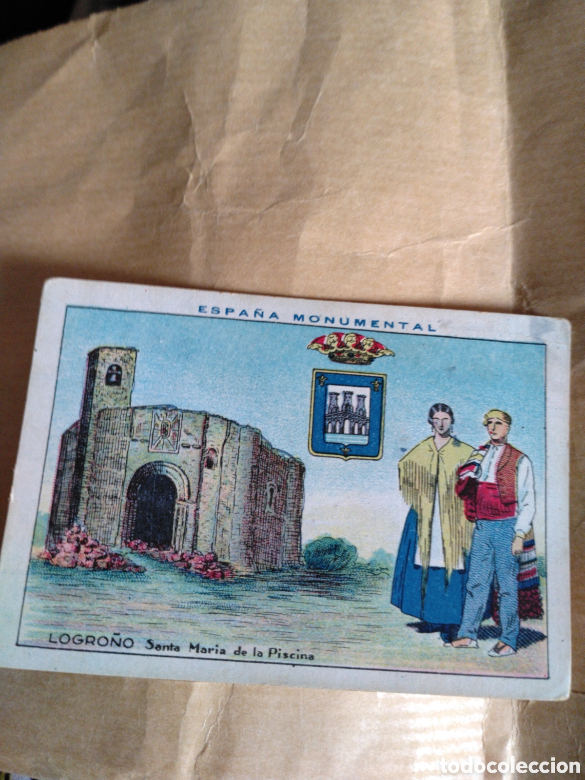 Coleccionismo cromos antiguos: ESPA&Ntilde;A MONUMENTAL-LOGRO&Ntilde;O SANTA MAR&Iacute;A DE LA PISCINA-N 27-CHOCOLATES AMATLLER BARCELONA 19..