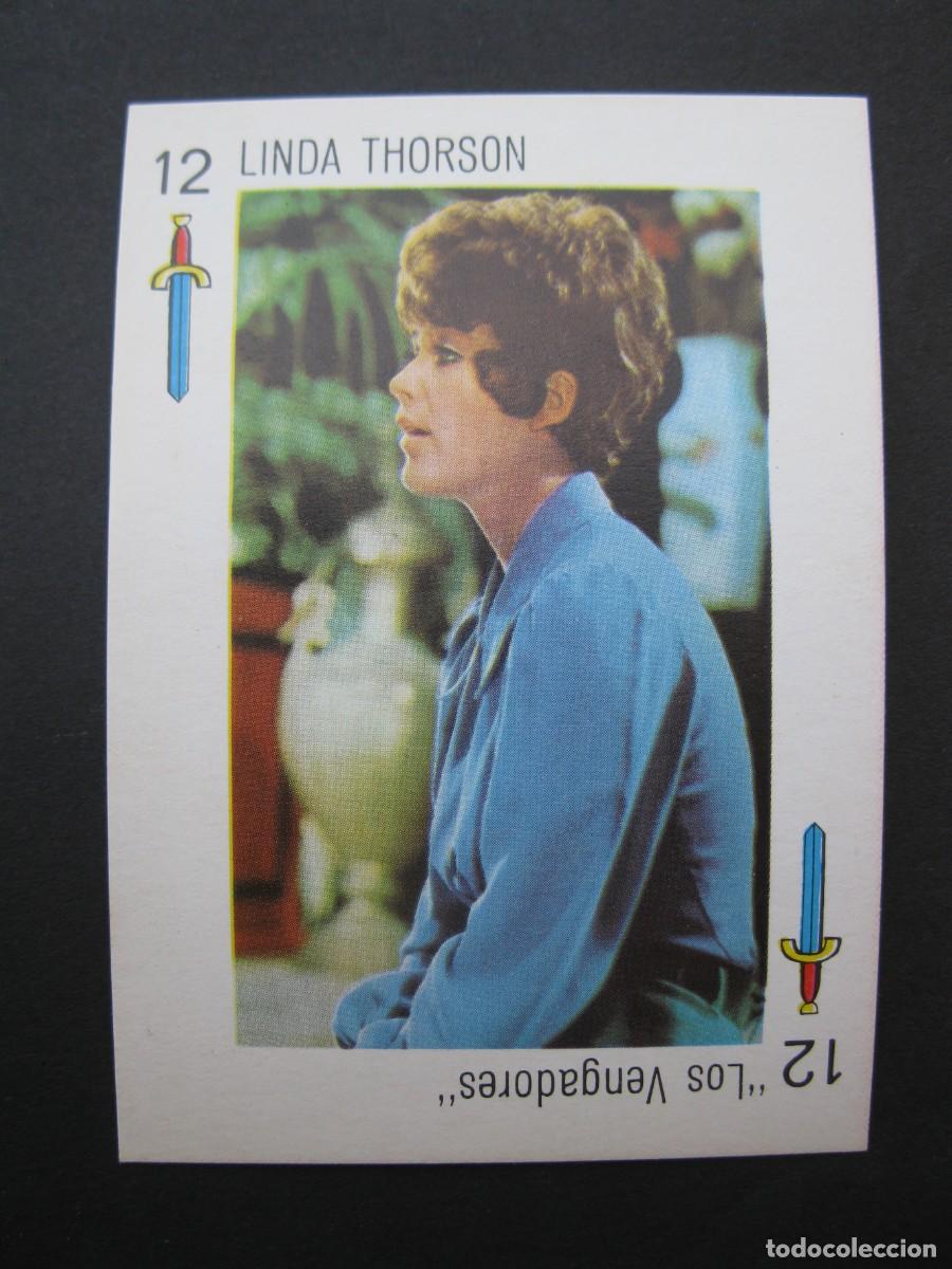 Coleccionismo cromos antiguos: CARTA TELE BANCO CANCI&Oacute;N - 12 DE ESPADAS - LINDA THORSON - LOS VENGADORES - DORSO ROJO.