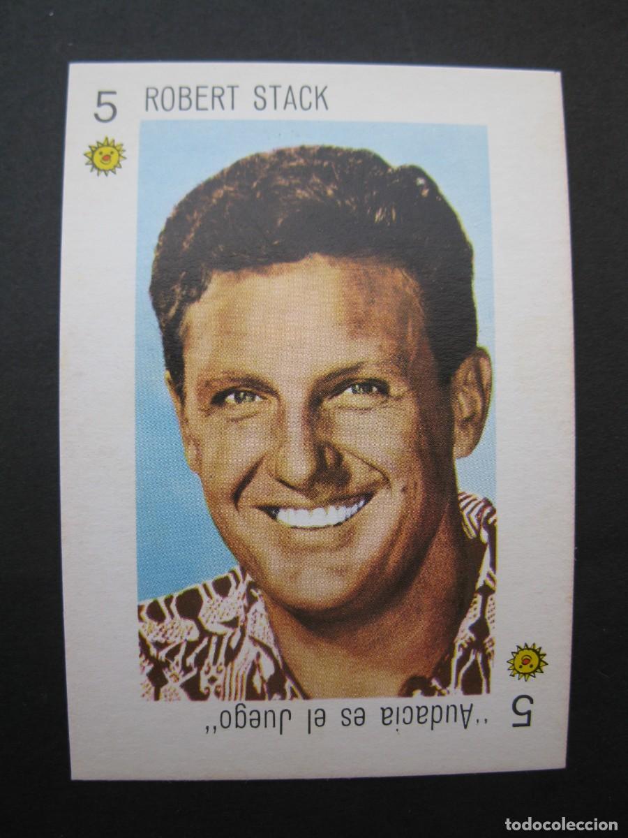 Coleccionismo cromos antiguos: CARTA TELE BANCO CANCI&Oacute;N - 5 DE OROS - ROBERT STACK - AUDACIA ES EL JUEGO - DORSO ROJO.