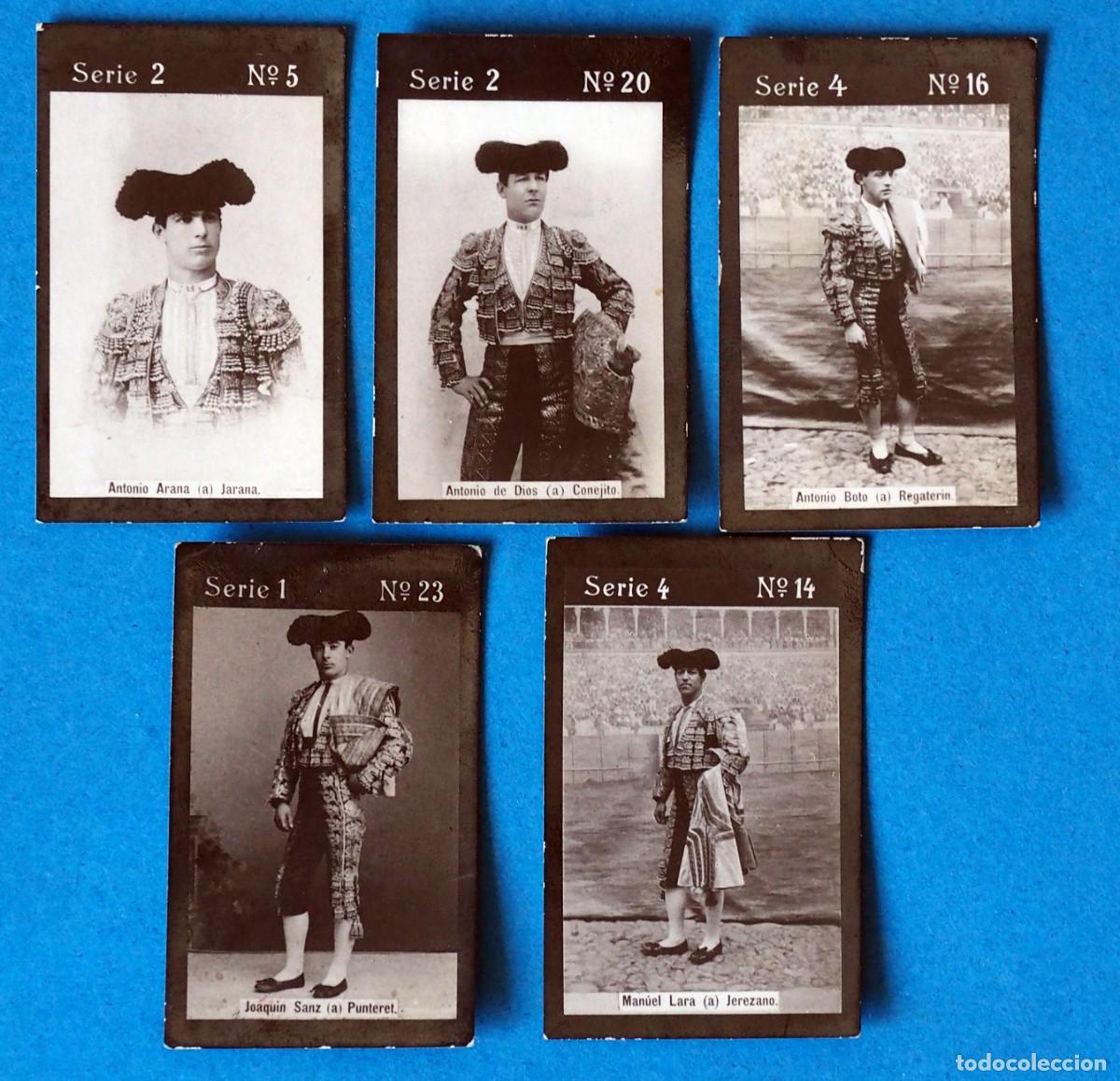 Coleccionismo cromos antiguos: LOTE DE 5 CROMOS ANTIGUOS DE TOREROS