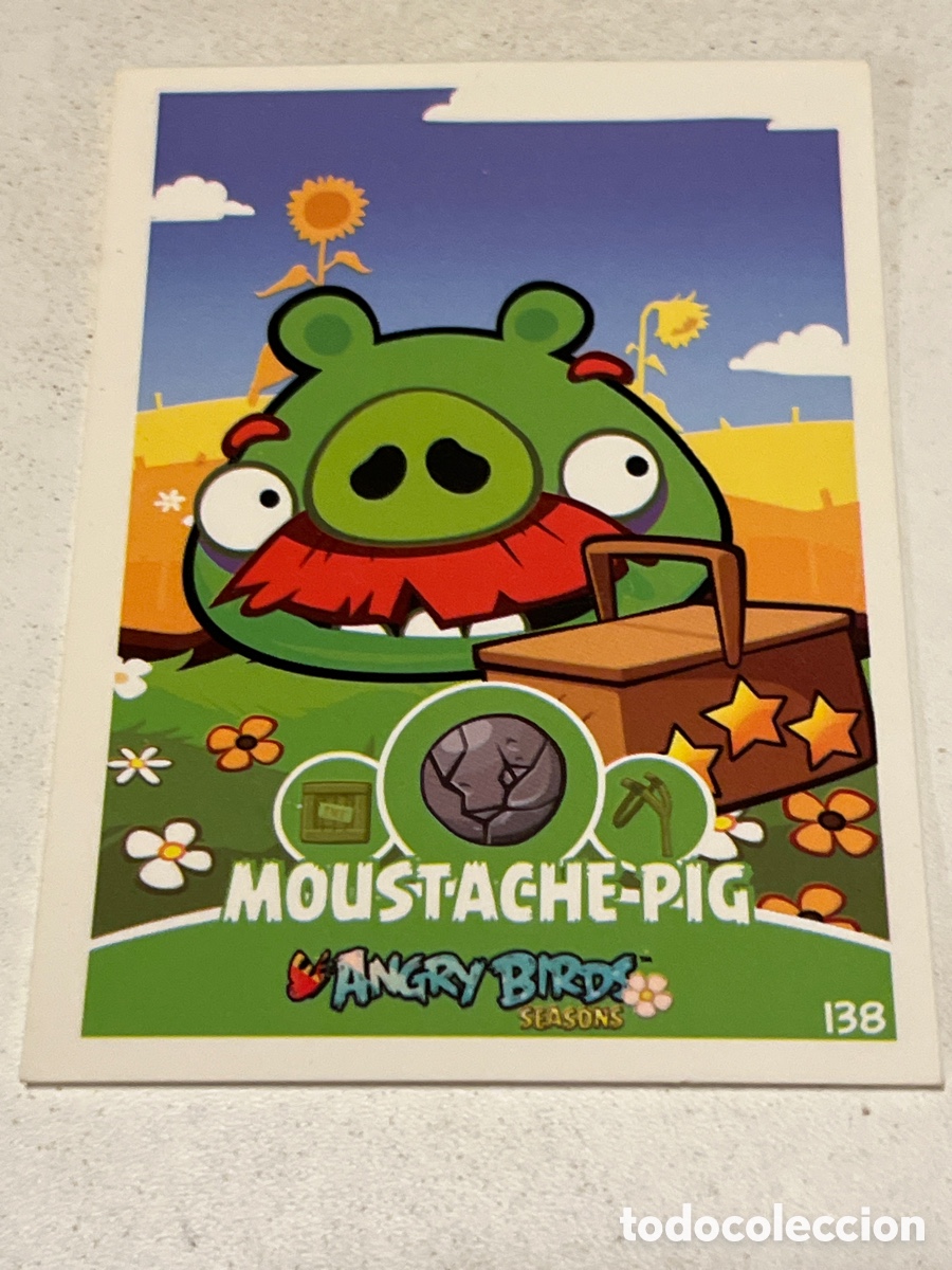 Coleccionismo cromos antiguos: Cromo angry birds season 2012 Moustache Pig N&deg;138