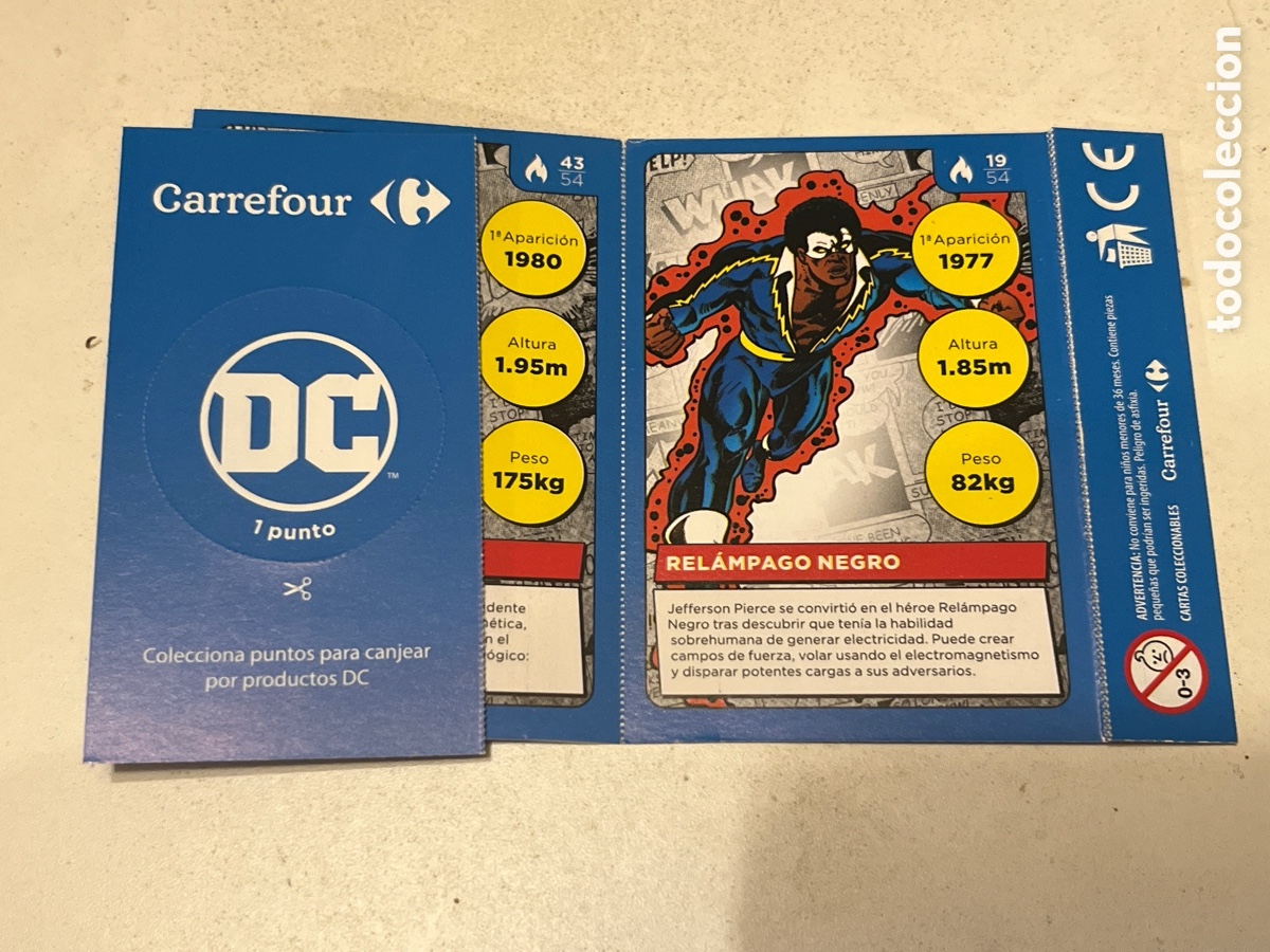 Coleccionismo cromos antiguos: Sobre sorpresa Carrefour C&iacute;borg y Rel&aacute;mpago Negro Colecci&oacute;n DC 2023