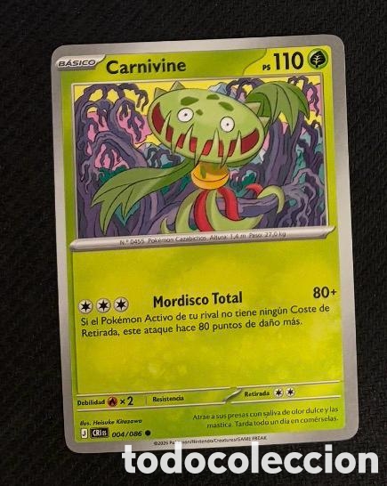 Coleccionismo cromos antiguos: 004/086 Carnivine Carta POKEMON TCG
