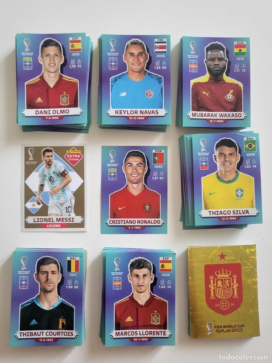 Coleccionismo cromos antiguos: Gran lote Panini FIFA World Cup Qatar 2022 &ndash; 550 cromos + Messi Legend + Cristiano + 3 &aacute;lbumes