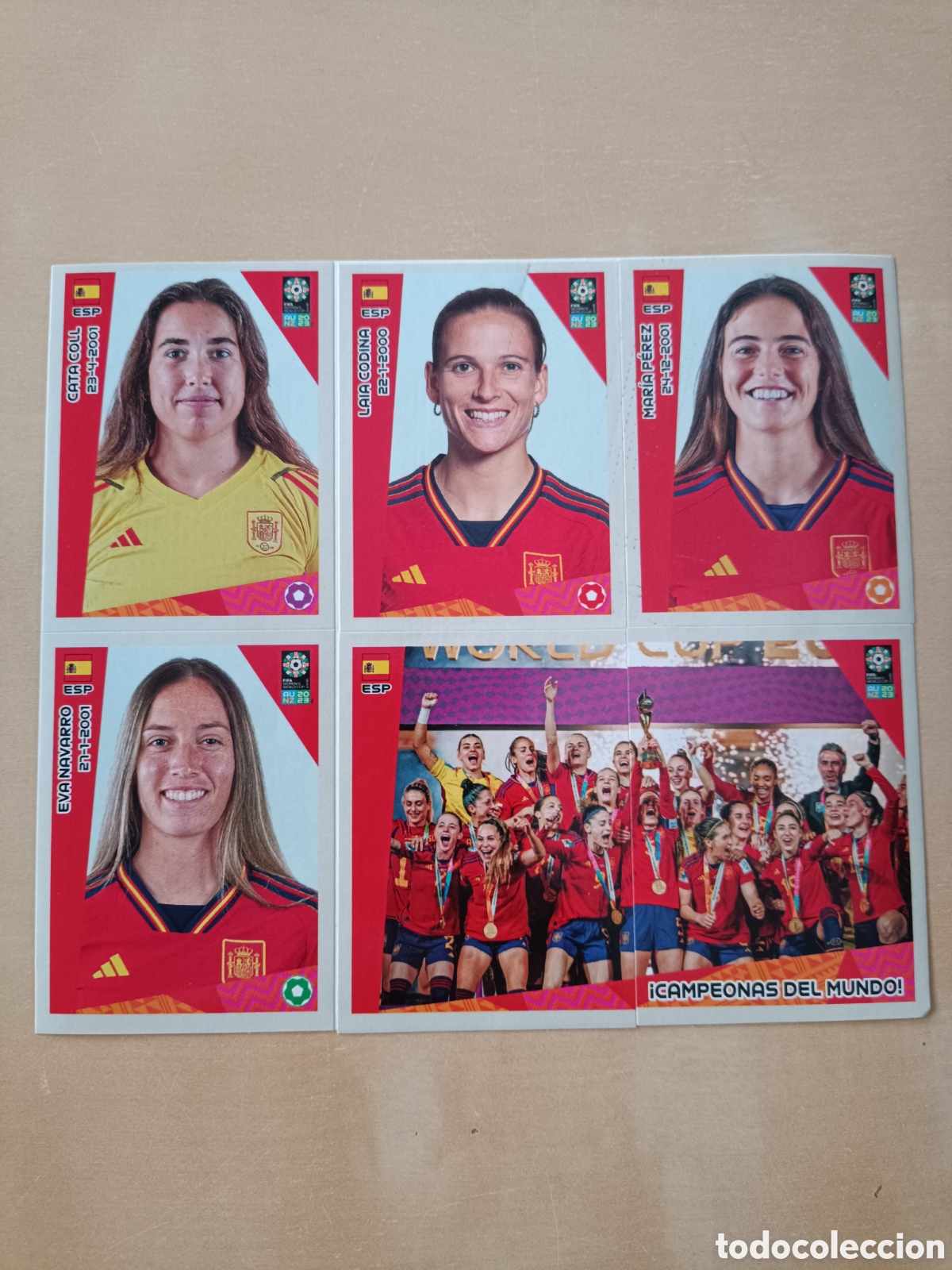 Coleccionismo cromos antiguos: L&Aacute;MINA 6 CROMOS ESPA&Ntilde;A CAMPEONAS DEL MUNDO 2023 SELECCI&Oacute;N FEMENINA REVISTA JUG&Oacute;N CATA COLL LAIA